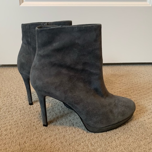 Zara Grey Heeled Ankle Booties - Picture 4 of 8